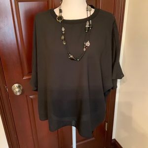 Black Nylon Blouse. Sz. Medium